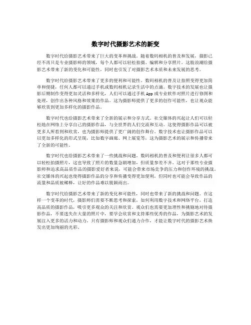 数字时代摄影艺术的新变