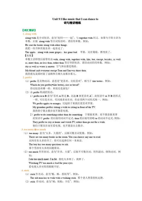 人教版九年级英语第9单元词句精讲精练