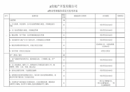 社区物业管理服务质量考评表(xls)