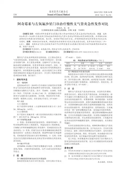 阿奇霉素与左氧氟沙星门诊治疗慢性支气管炎急性发作对比