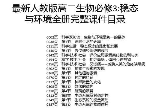 最新人教版高二生物必修3：稳态与环境全册完整课件
