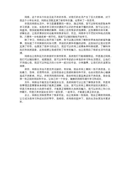 我体验的网络生活