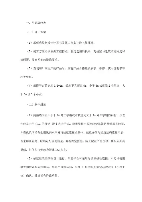 吊蓝验收表