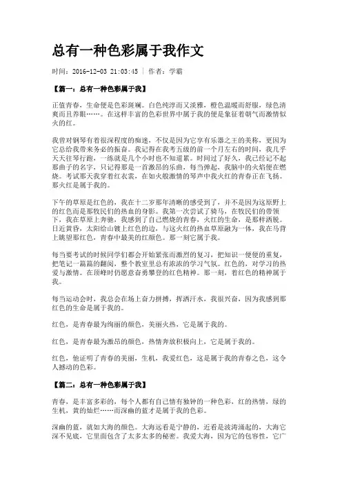 总有一种色彩属于我作文