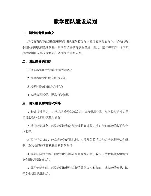教学团队建设规划