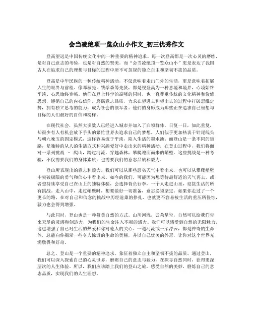 会当凌绝顶一览众山小作文_初三优秀作文