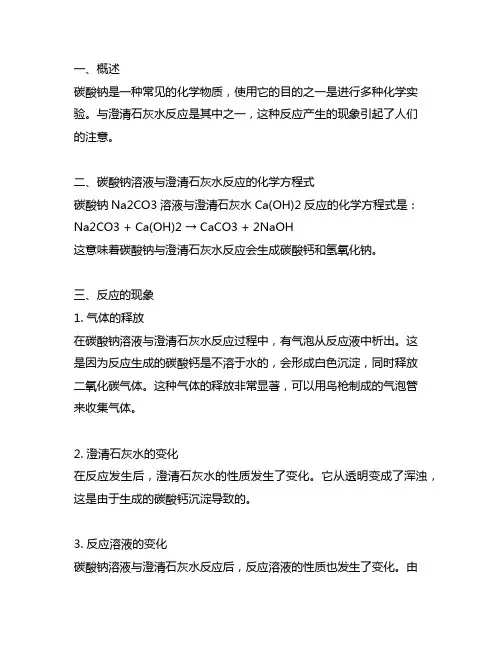 碳酸钠溶液与澄清石灰水反应的现象