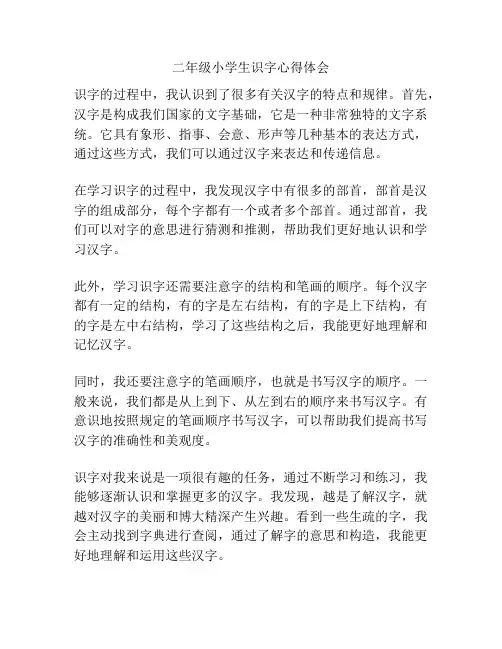 二年级小学生识字心得体会