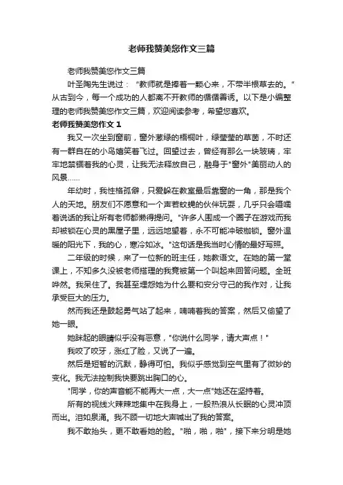 老师我赞美您作文三篇