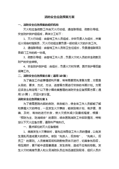 消防安全应急预案方案（通用10篇）