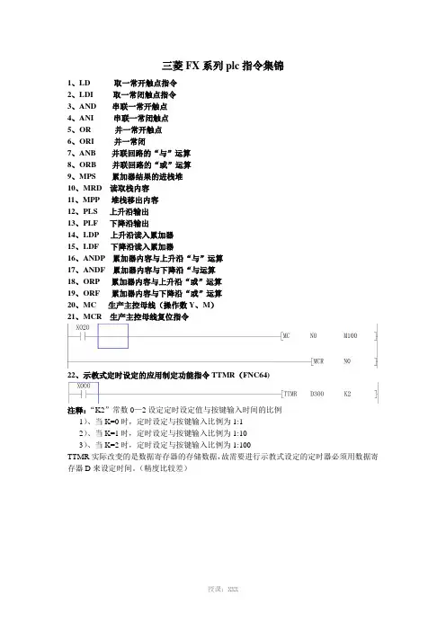 三菱FX系列plc指令详解