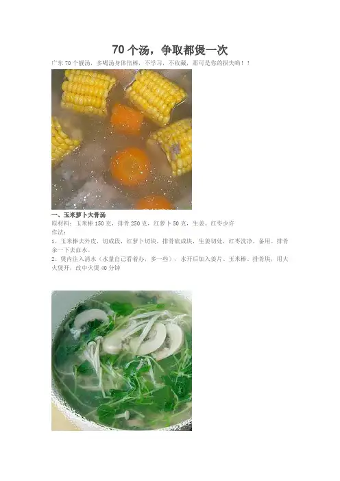 70种广东汤做法大全