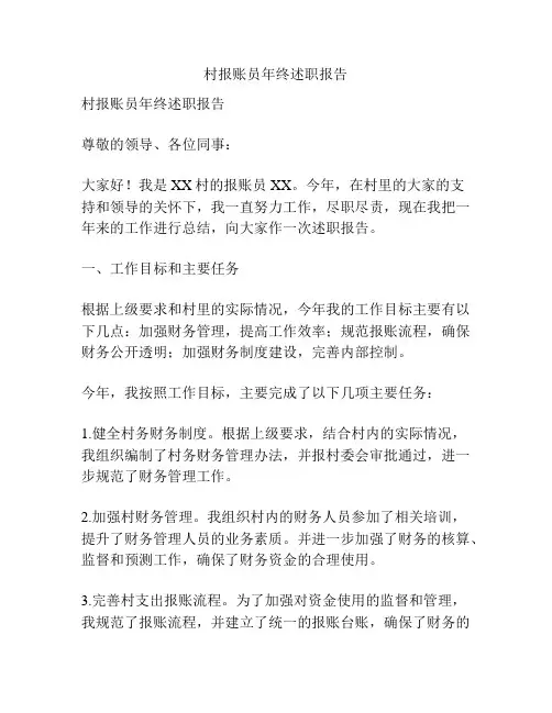 村报账员年终述职报告
