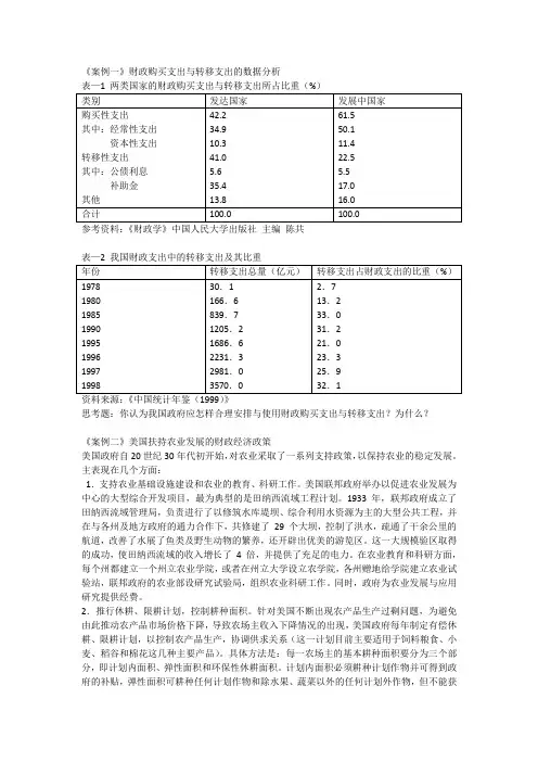 财政学案例