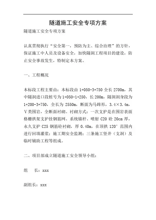 隧道施工安全专项方案
