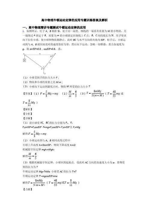 高中物理牛顿运动定律的应用专题训练答案及解析