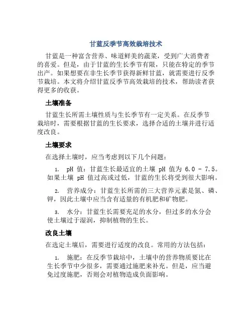 甘蓝反季节高效栽培技术
