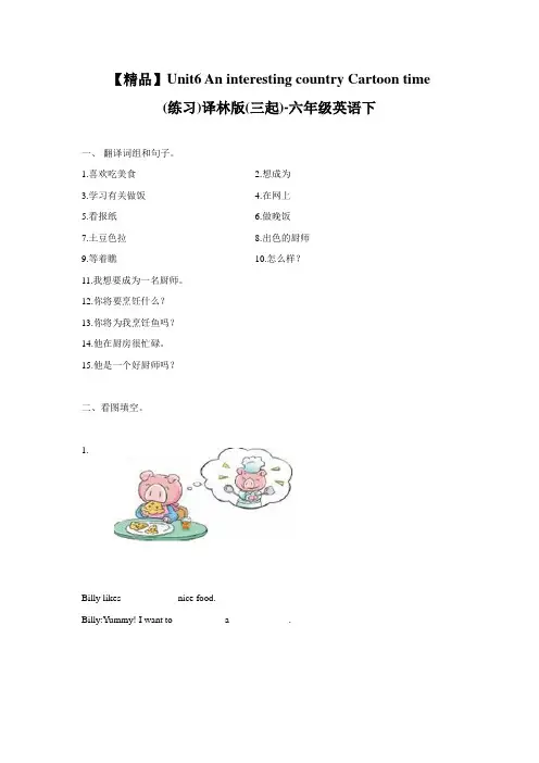 苏教译林版英语六年级下册第六单元练习及解析