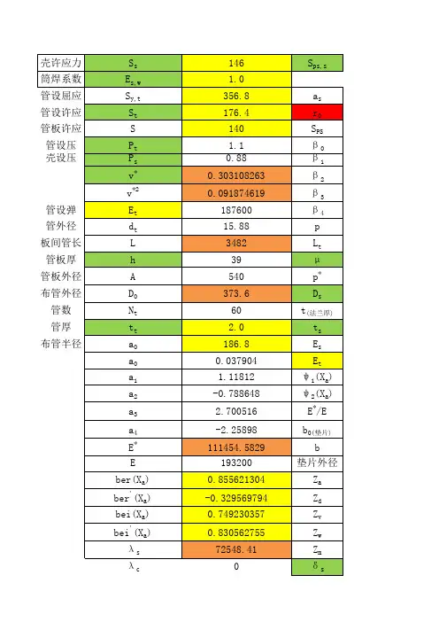 ASME换热器管板设计-EXCEL