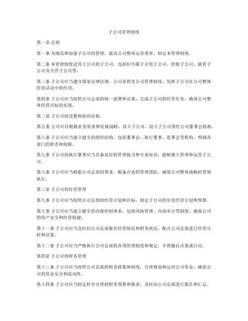 子公司管理制度