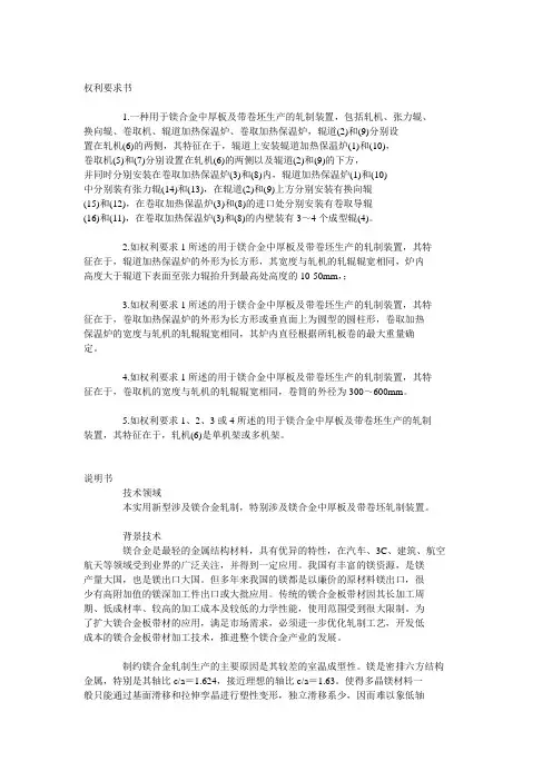专利一种用于镁合金中厚板及带卷坯生产的轧制装置