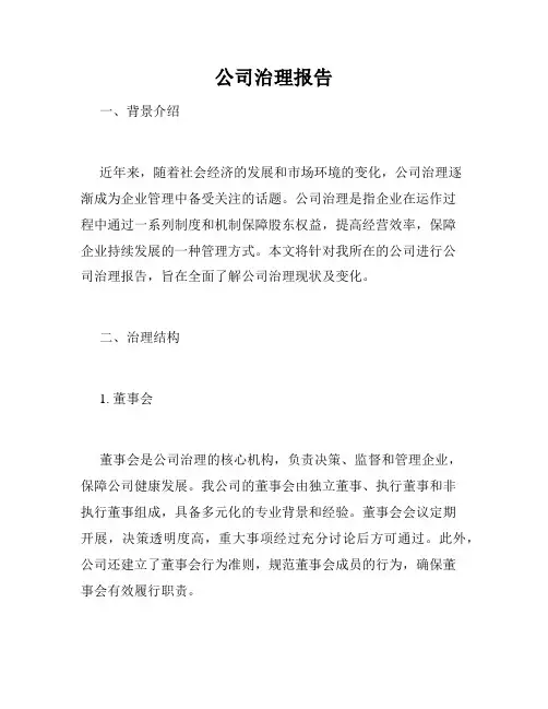 公司治理报告