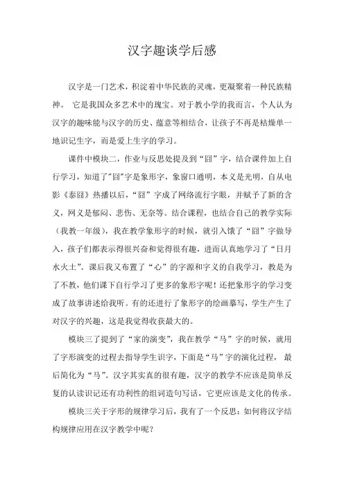 汉字趣谈学后感