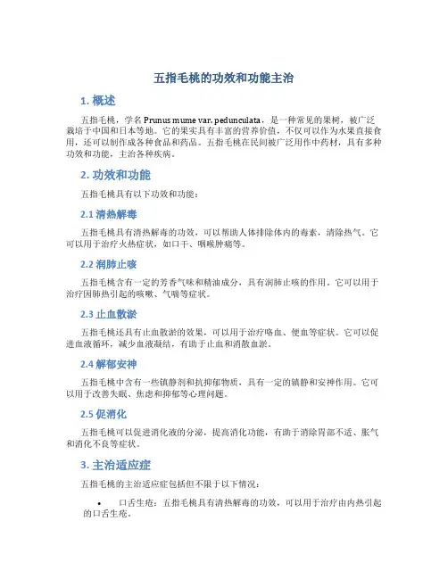 五指毛桃的功效和功能主治