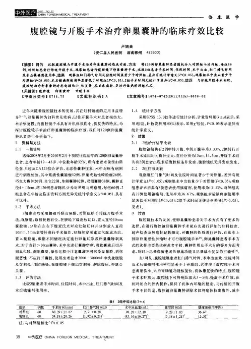 腹腔镜与开腹手术治疗卵巢囊肿的临床疗效比较