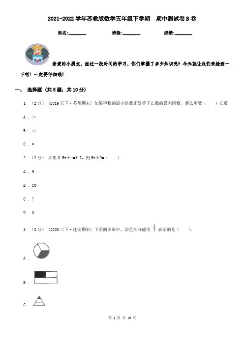 2021-2022学年苏教版数学五年级下学期  期中测试卷B卷