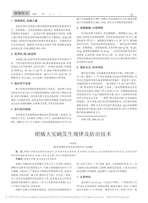 柑橘大实蝇发生规律及防治技术_杨明霞