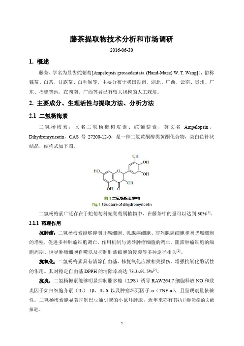 藤茶提取物技术分析和市场调研