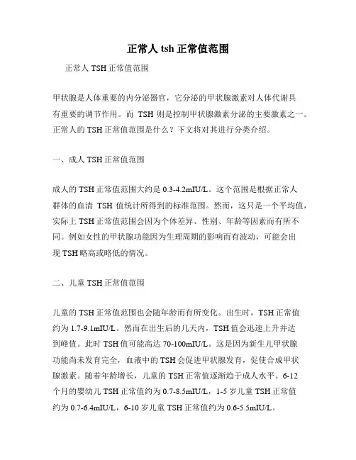 正常人tsh正常值范围