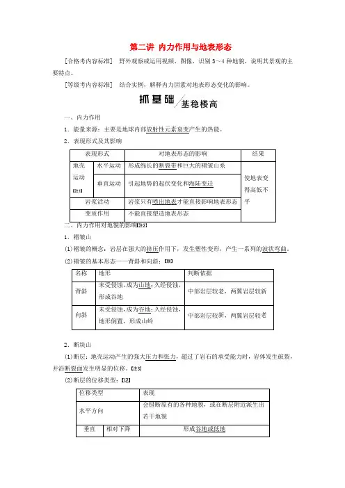2020版高考地理一轮复习模块一第四章岩石圈与地表形态变化第二讲内力作用与地表形态学案