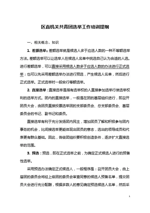 共青团选举工作培训提纲