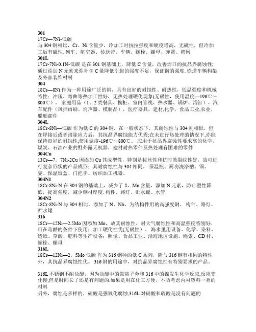 不锈钢材料抗腐蚀性能及耐各种酸碱大全