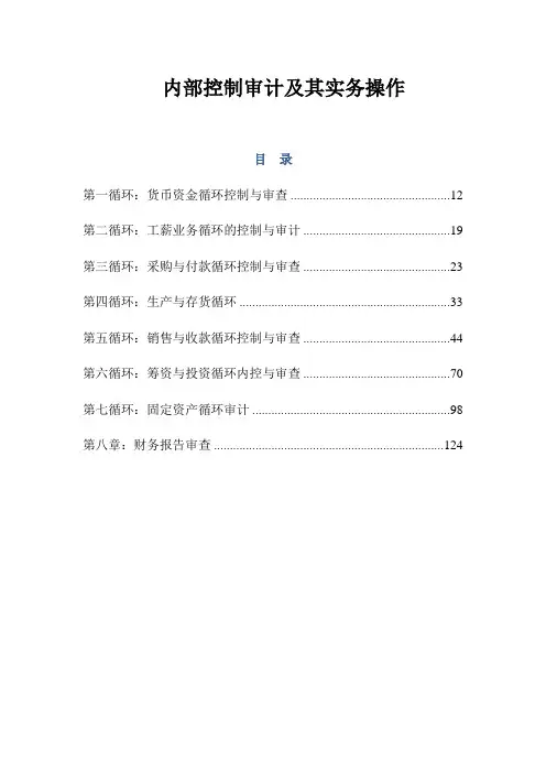 内部控制 内部控制审计及其实务操作 精品
