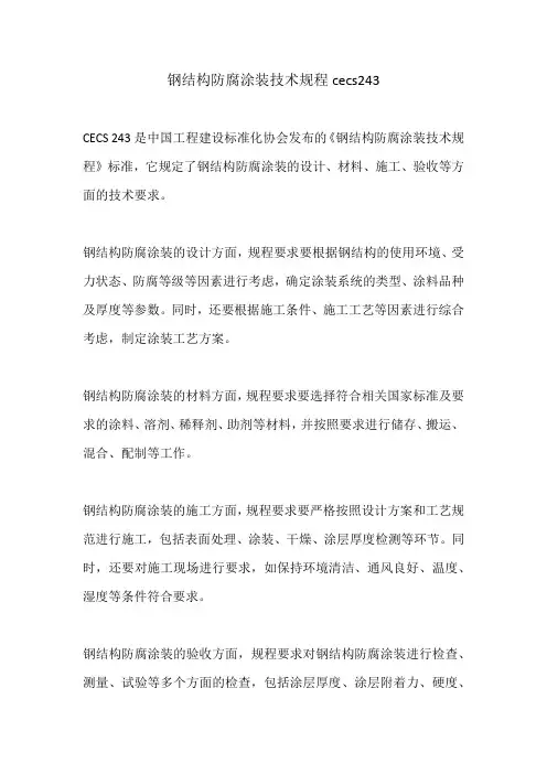 钢结构防腐涂装技术规程cecs243