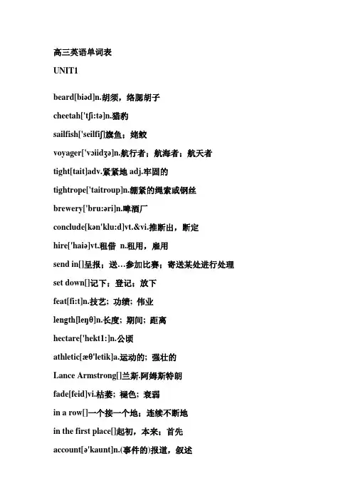 高三英语单词表_人教版