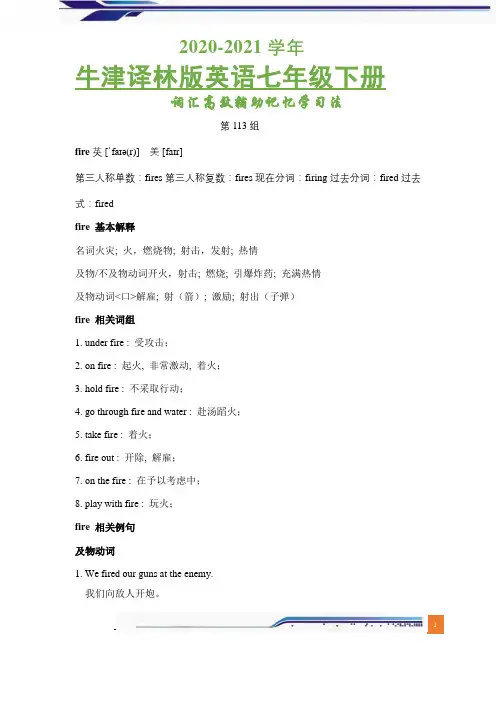 2020-2021学年牛津译林版英语七年级下册词汇高效辅助记忆学习法(第113组)
