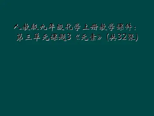 人教版九年级化学上册教学课件第三单元课题3元素共32张