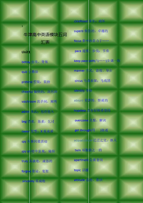 牛津高中英语模块5单词表