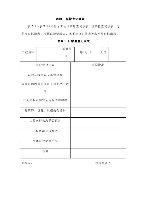 水闸工程检查记录表