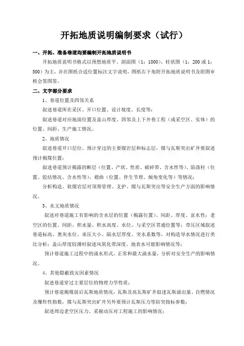 地质说明书格式及要求
