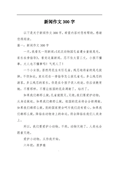 新闻作文300字