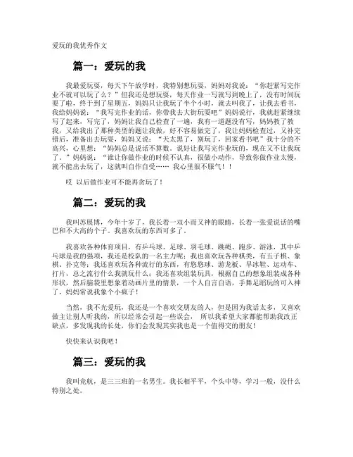 爱玩的我优秀作文