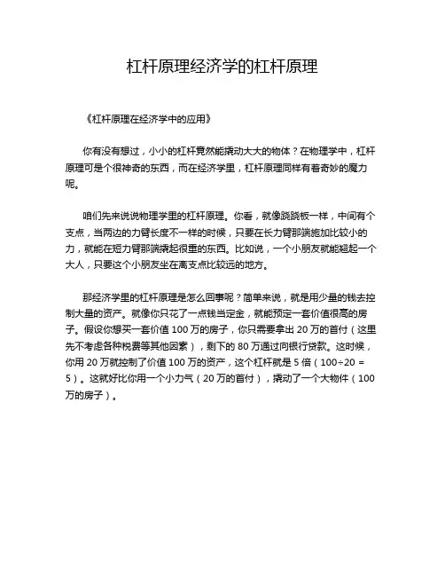 杠杆原理经济学的杠杆原理