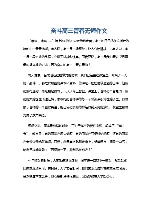 奋斗高三青春无悔作文