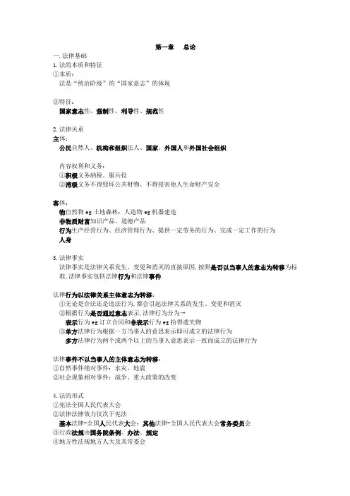 会计初级《经济法基础》《总论》主要知识点