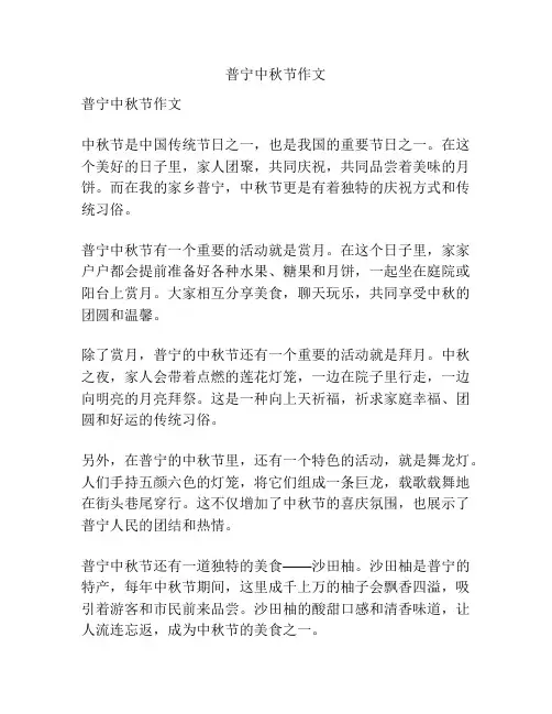 普宁中秋节作文